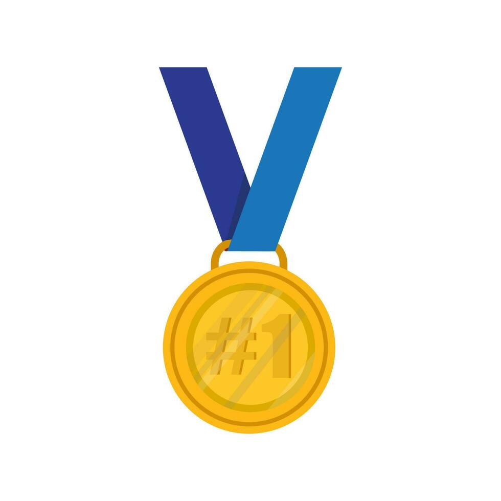 vecteur or, argent et bronze médailles avec bleu ruban plat vecteur Icônes pour des sports applications et sites Internet, vecteur illustration.
