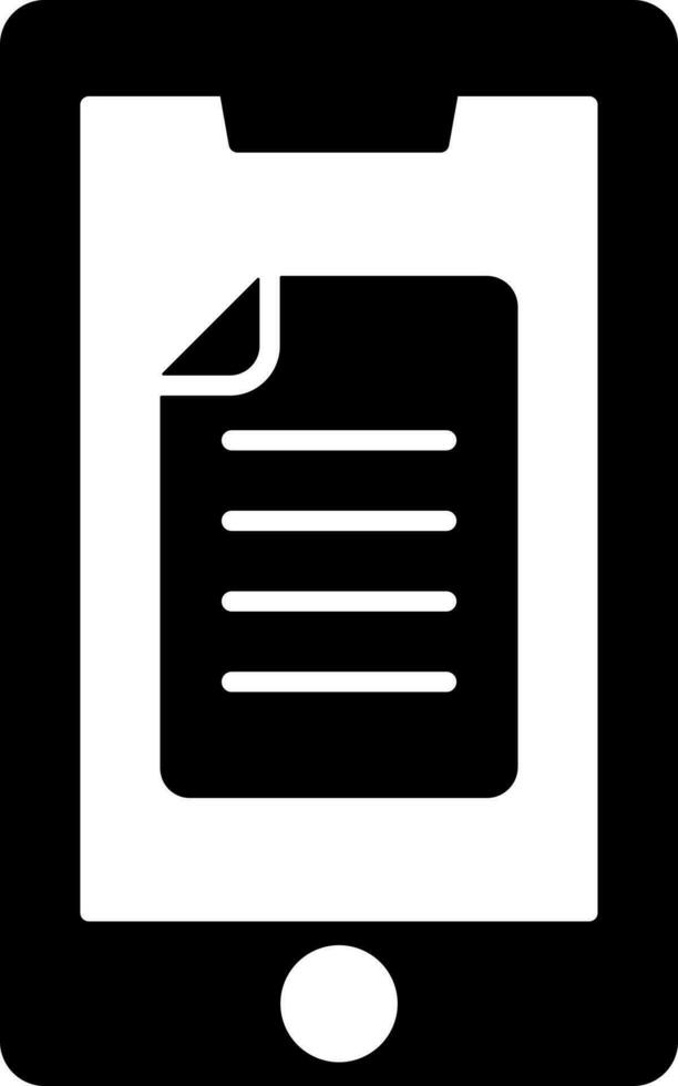 glyphe document sur mobile écran icône ou symbole. vecteur
