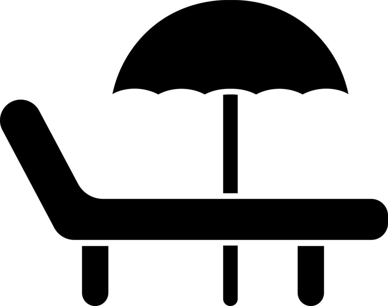 vecteur signe ou symbole de lit avec parapluie.