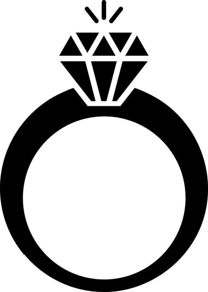 diamant bague glyphe icône dans plat style. vecteur
