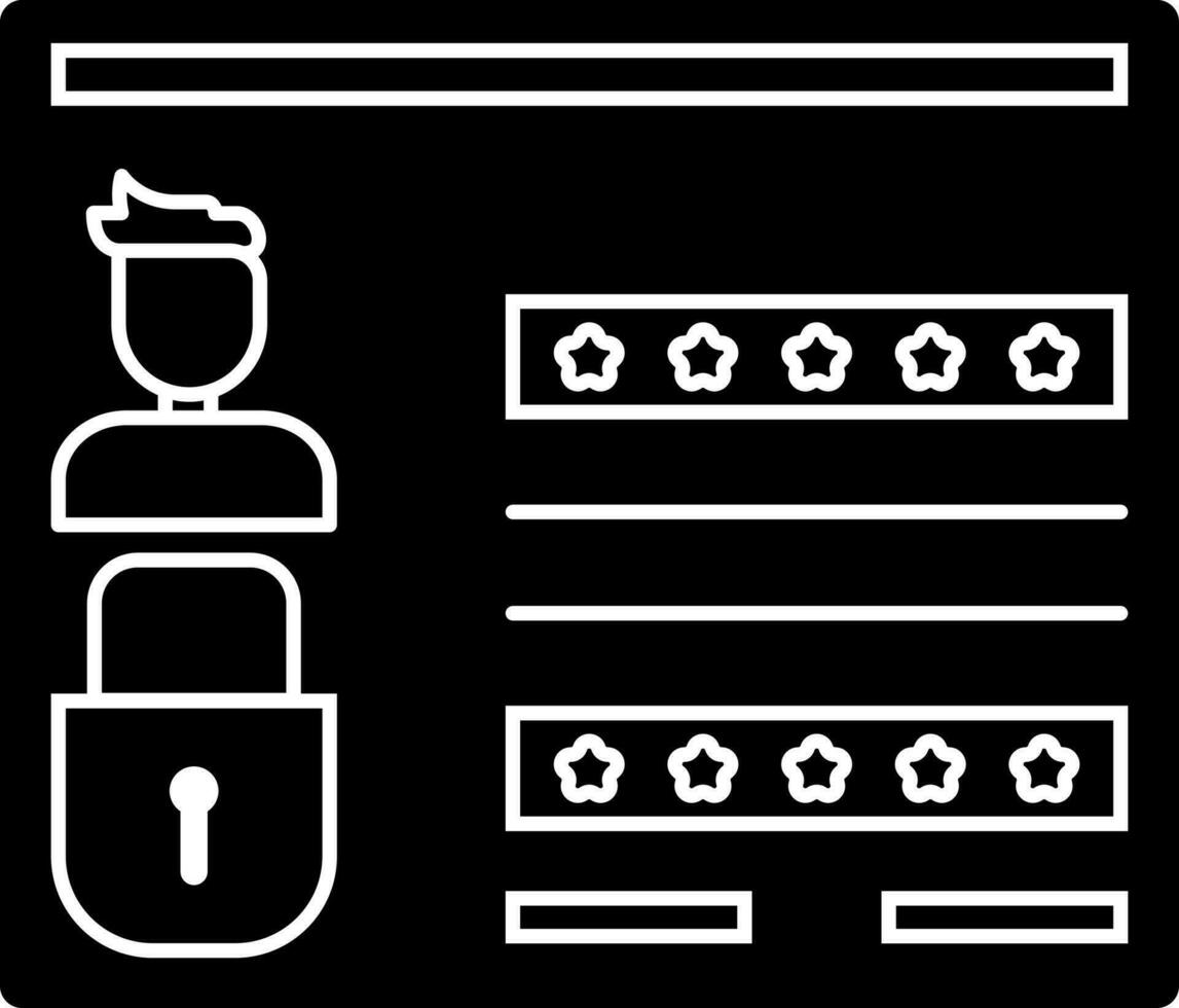 noir et blanc utilisateur s'identifier icône ou symbole. vecteur