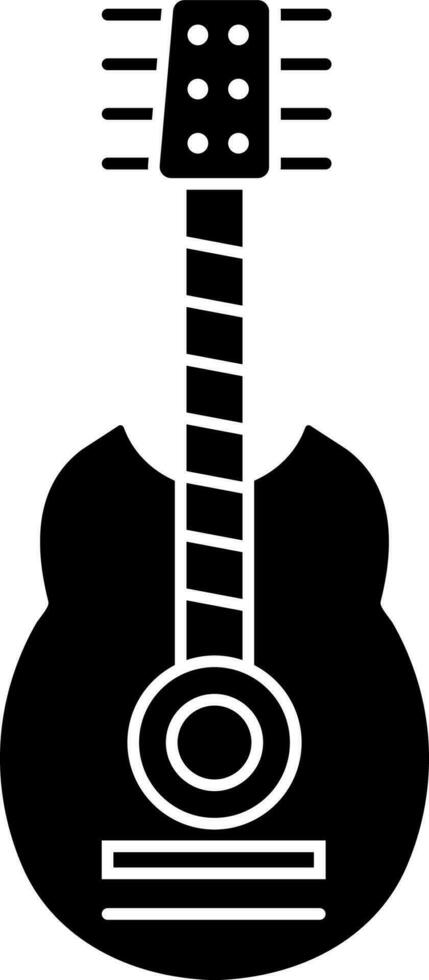 plat style guitare icône dans noir et blanc couleur. vecteur