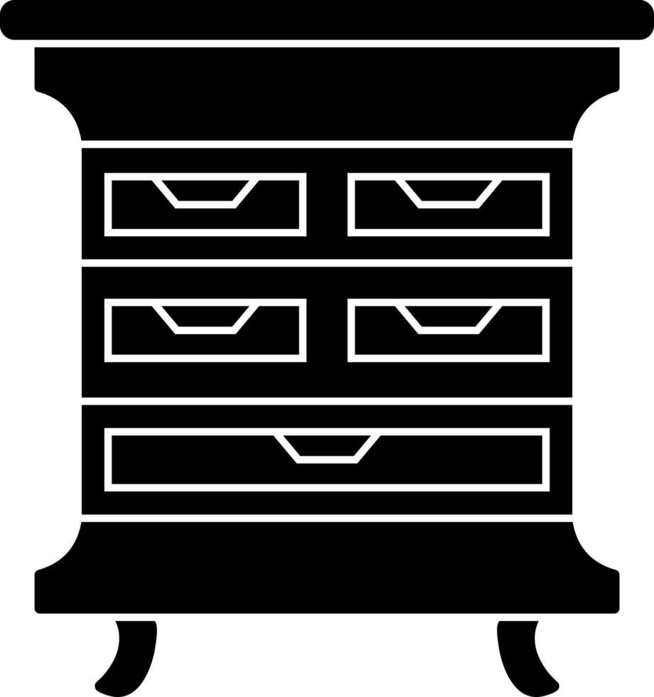 tiroir ou cabinet icône dans noir et blanc couleur. vecteur