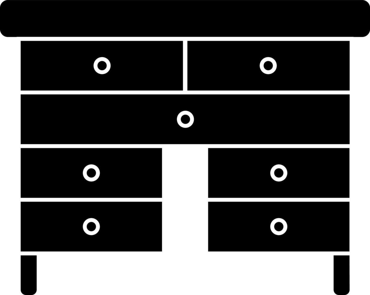 isolé tiroir ou cabinet icône dans noir et blanc couleur. vecteur