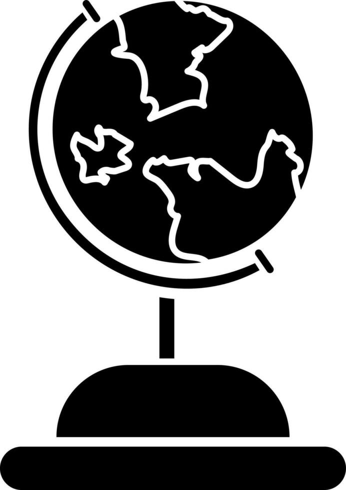 plat style Terre globe icône dans noir et blanc couleur. vecteur