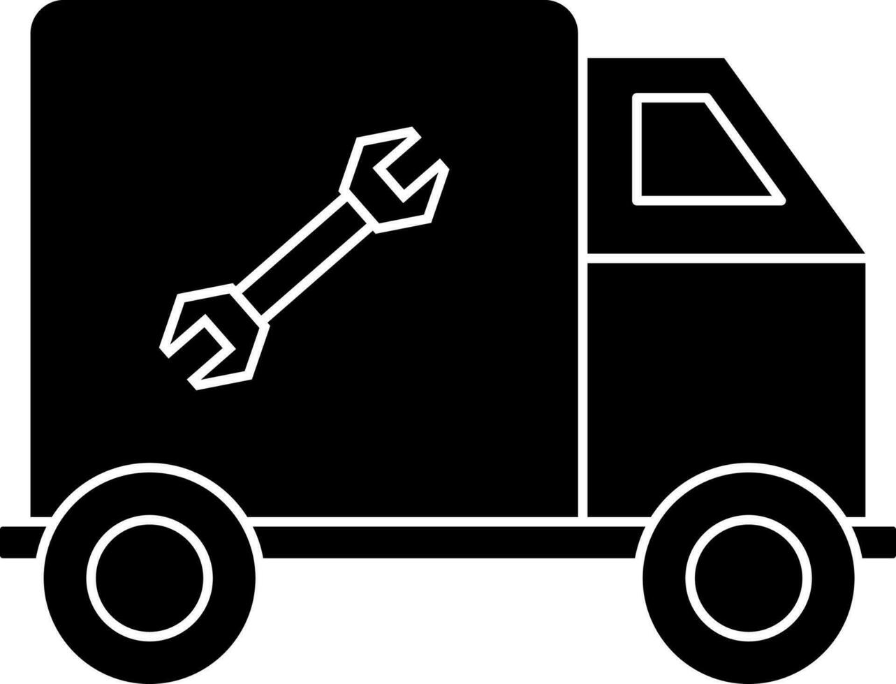 noir et blanc plomberie un camion icône ou symbole. vecteur