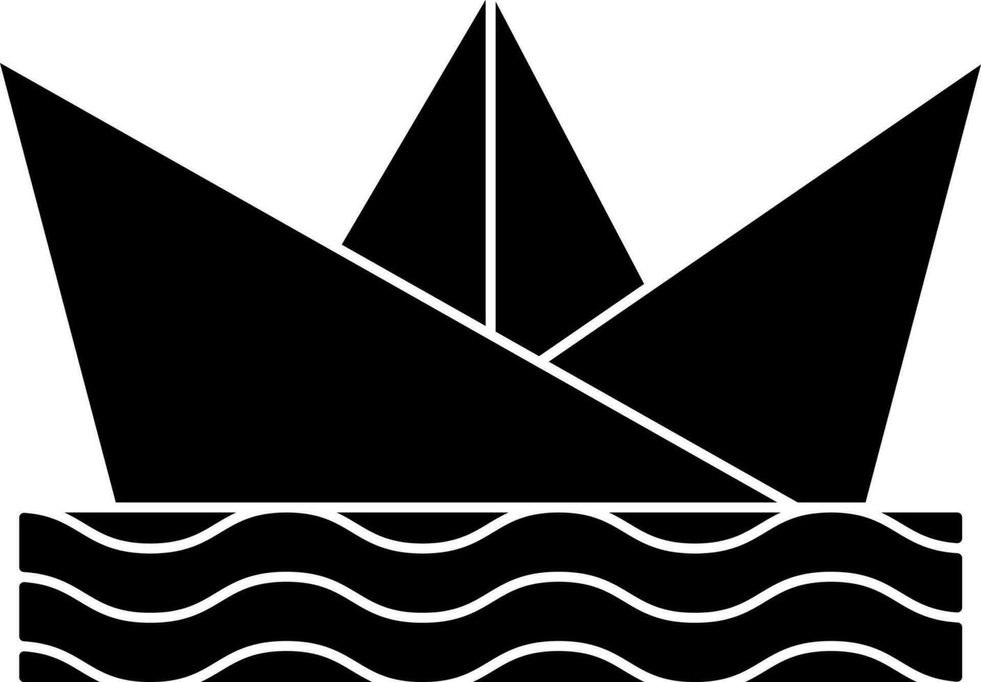 noir et blanc papier icône bateau dans l'eau. vecteur