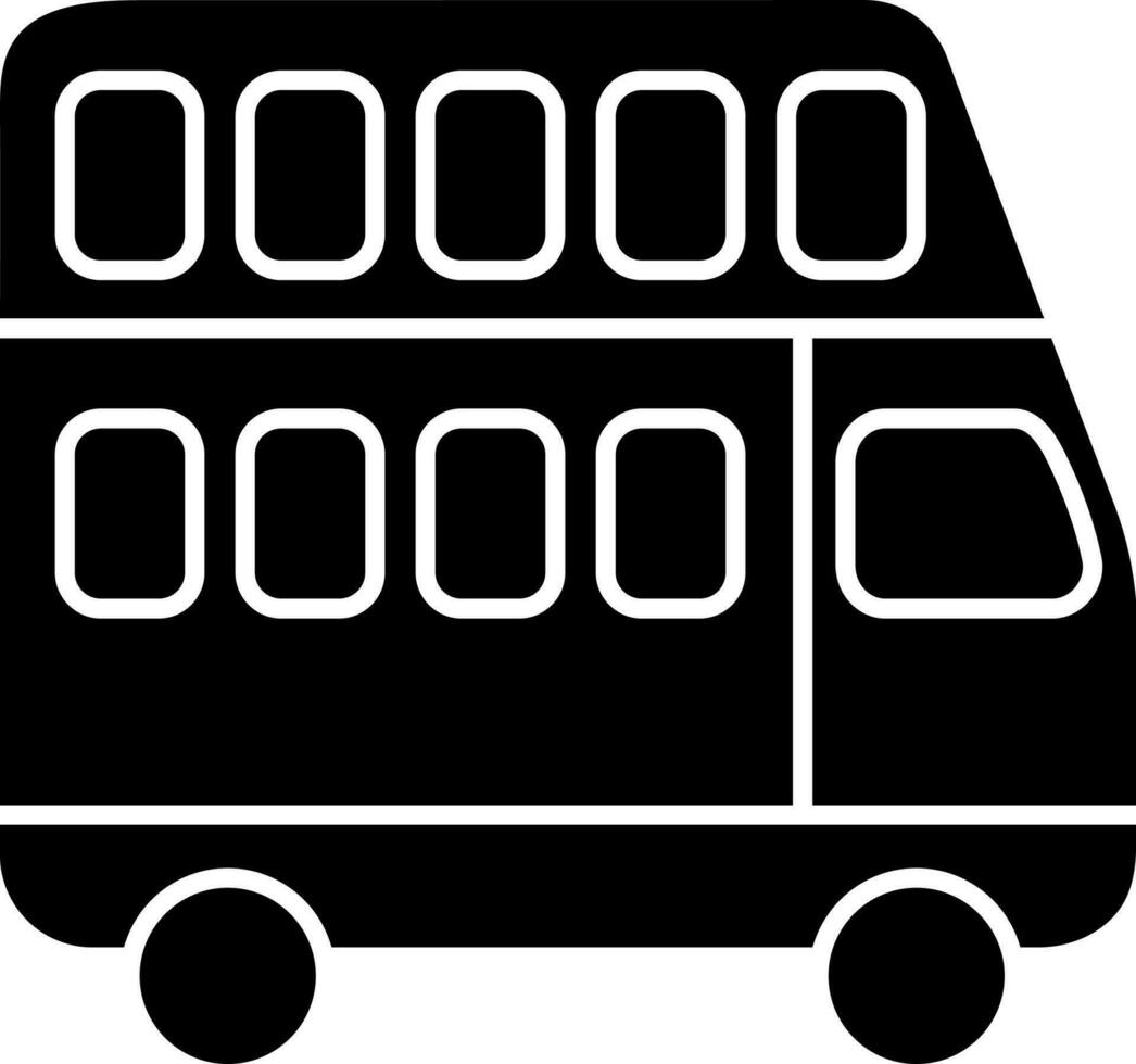 plat style noir et blanc double decker autobus icône. vecteur
