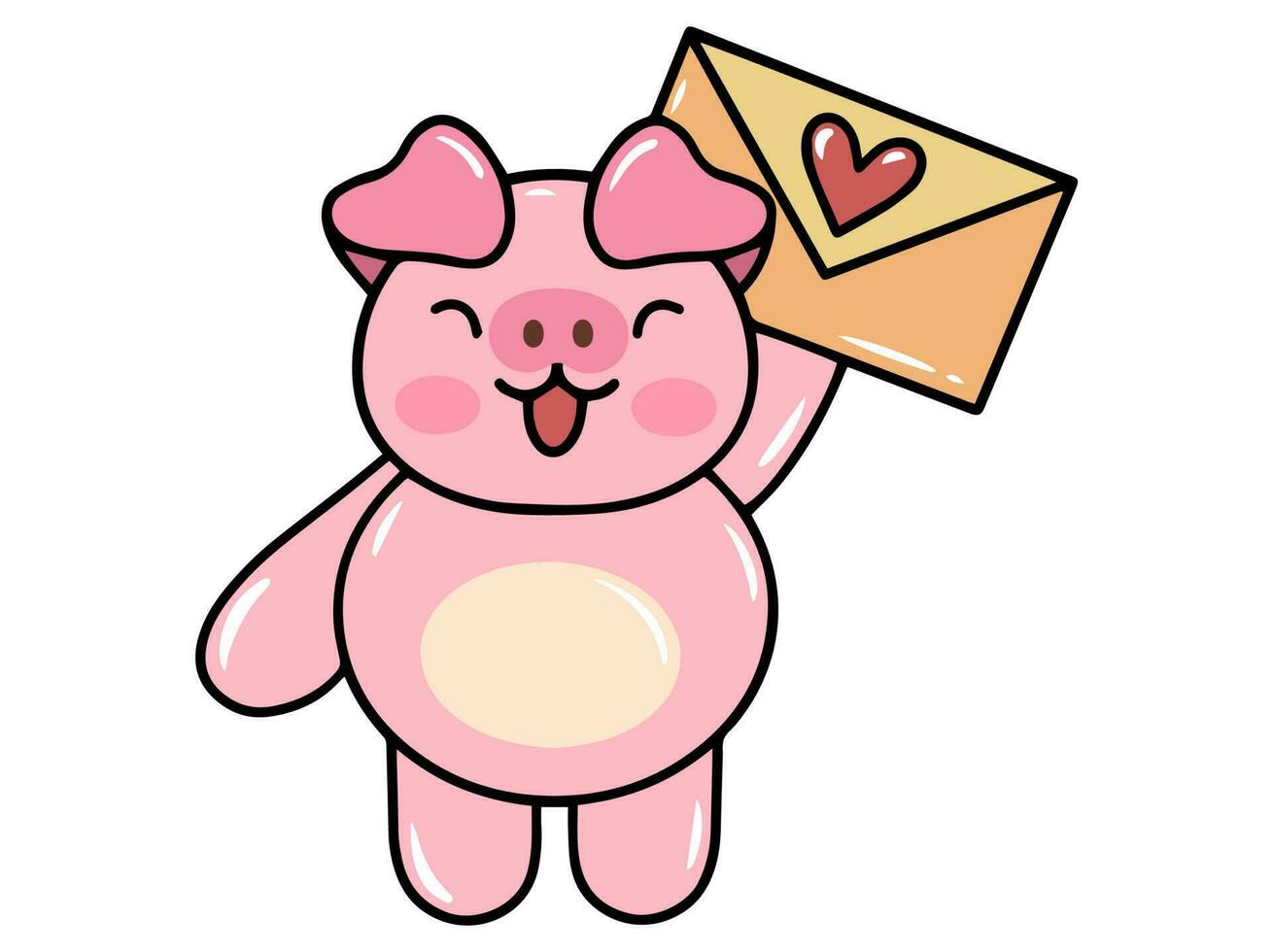 porc dessin animé mignonne pour valentines journée vecteur