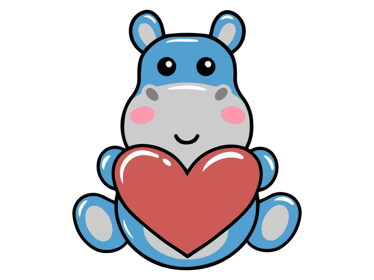 hippopotame dessin animé mignonne pour valentines journée vecteur