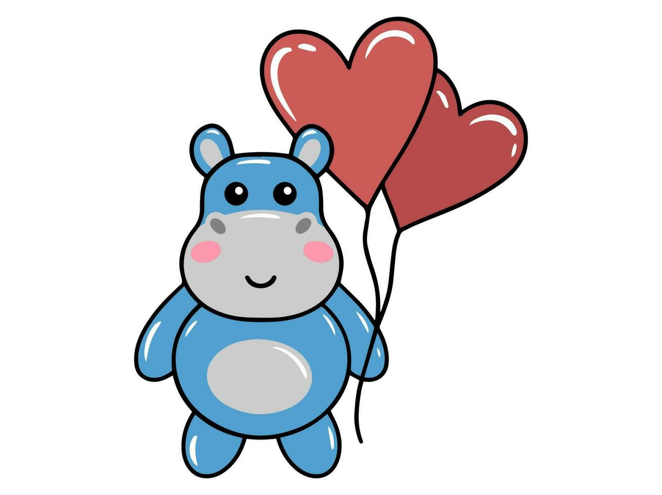 hippopotame dessin animé mignonne pour valentines journée vecteur