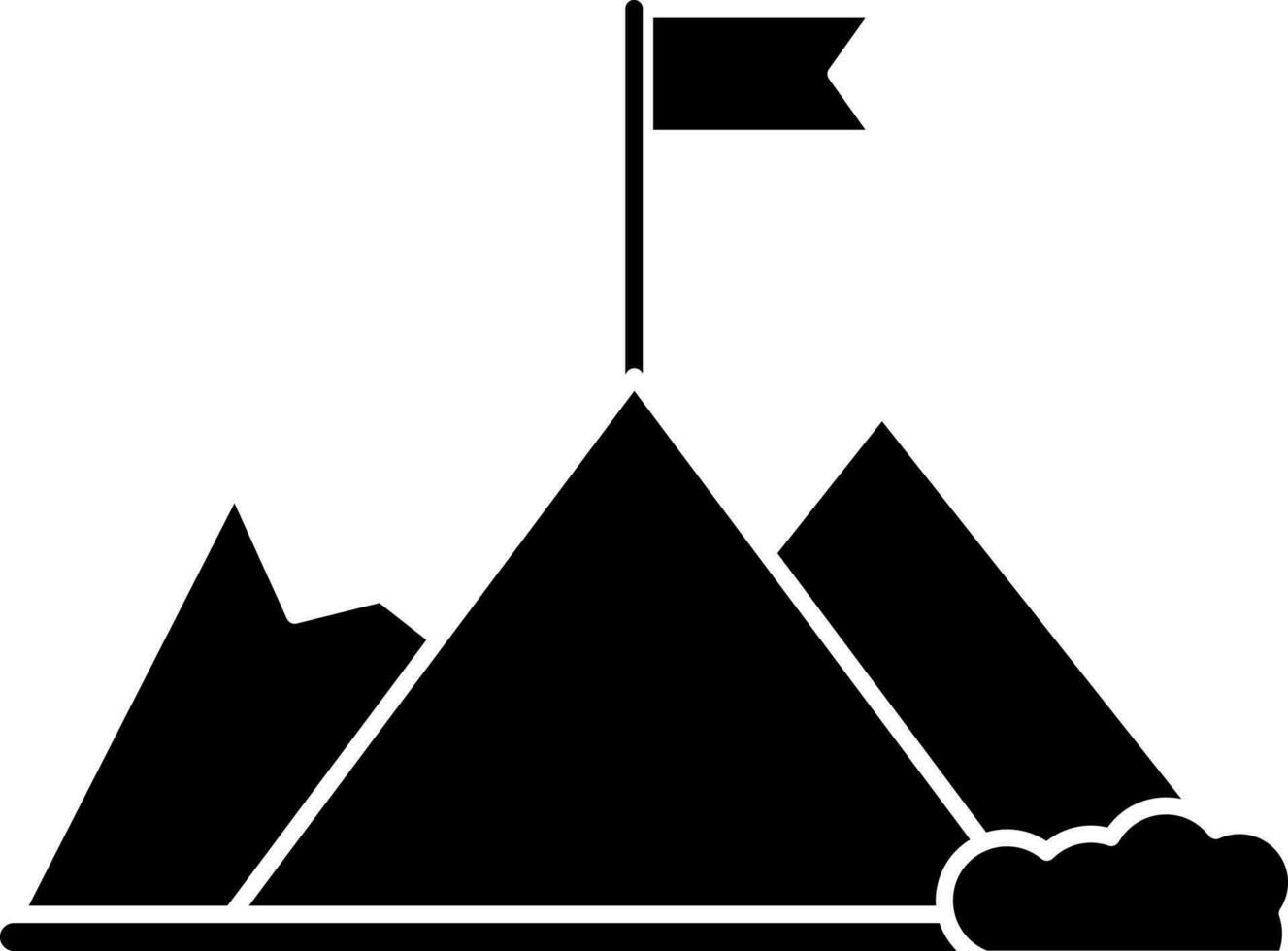 Montagne avec drapeau icône pour Succès concept. vecteur