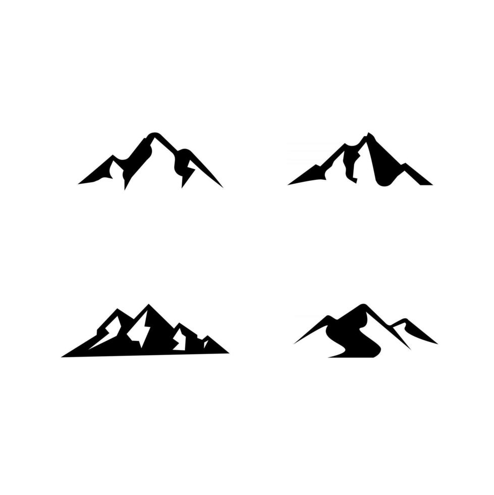 set collection simple montagne vecteur noir logo icône illustration design