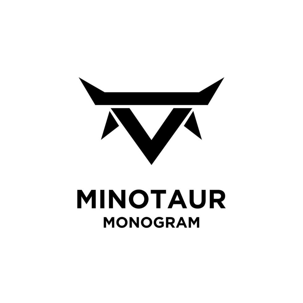 Visage de tête de minotaure abstraite avec lettre initiale m vector illustration création d'icône logo