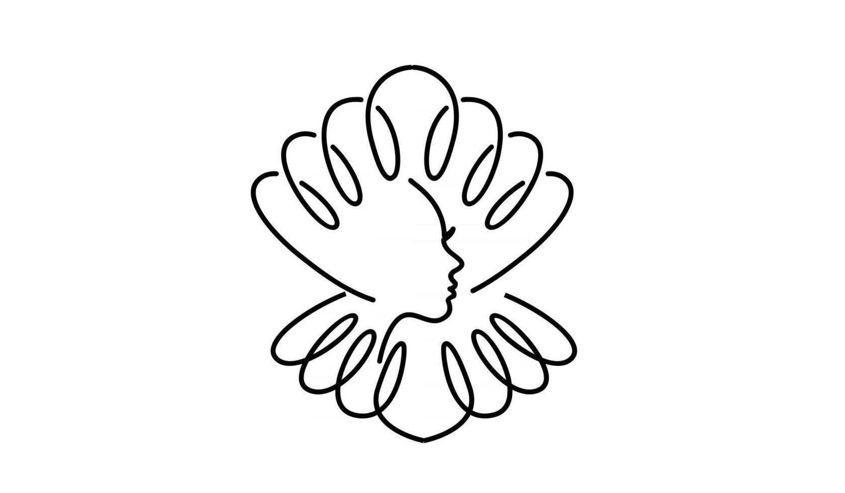 simple coquille de perle beauté visage silhouette vecteur noir ligne logo icône design plat illustration