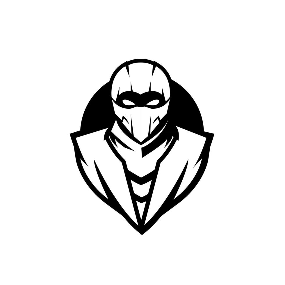 simple prime ninja masque noir vector logo icône illustration design