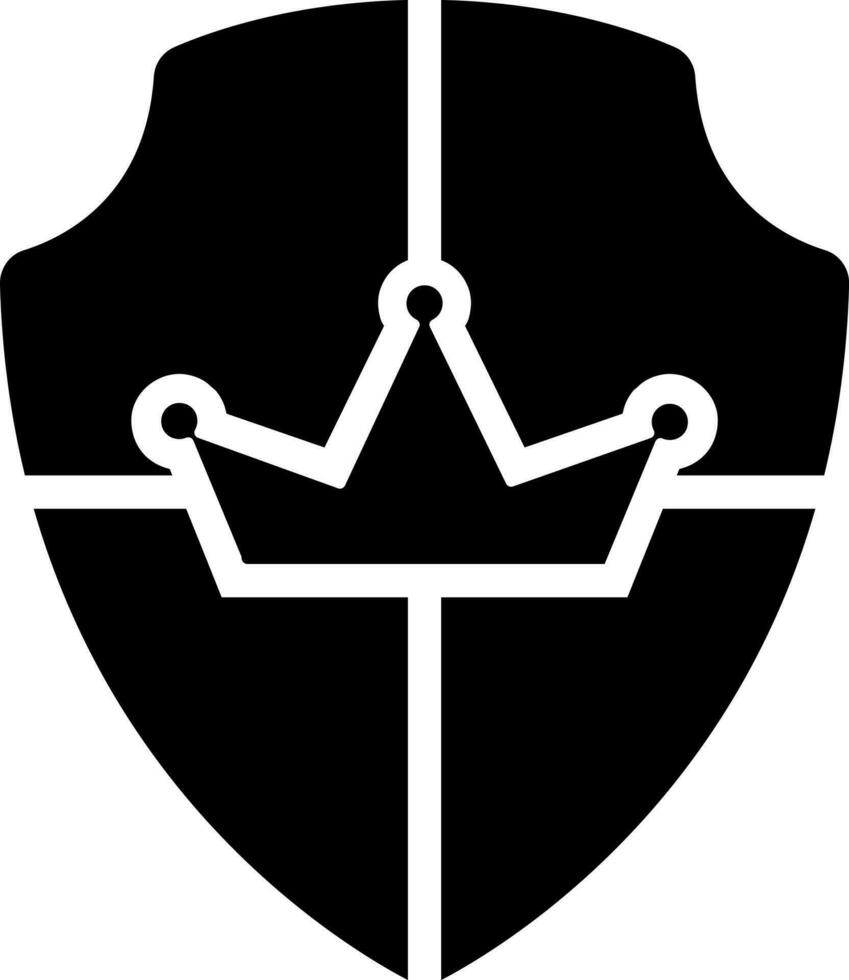 Royal bouclier ou Sécurité icône dans noir et blanc couleur. vecteur