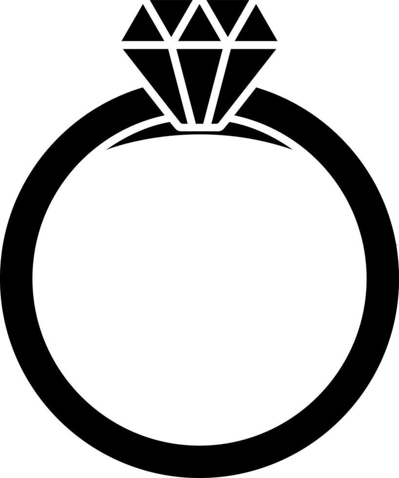diamant bague glyphe icône ou symbole. vecteur