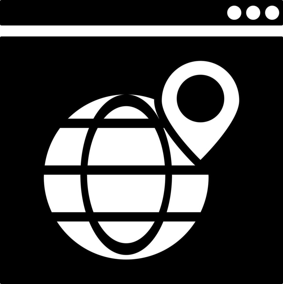 en ligne global emplacement app icône dans noir et blanc couleur. vecteur