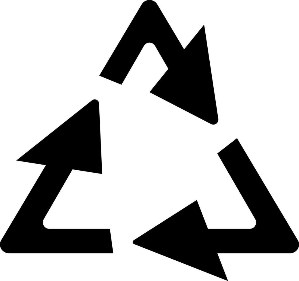 recycler La Flèche signe ou symbole dans noir couleur. vecteur