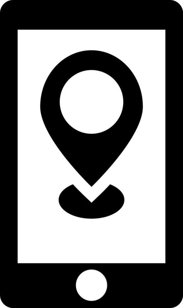 emplacement app dans téléphone intelligent. noir et blanc signe ou symbole. vecteur