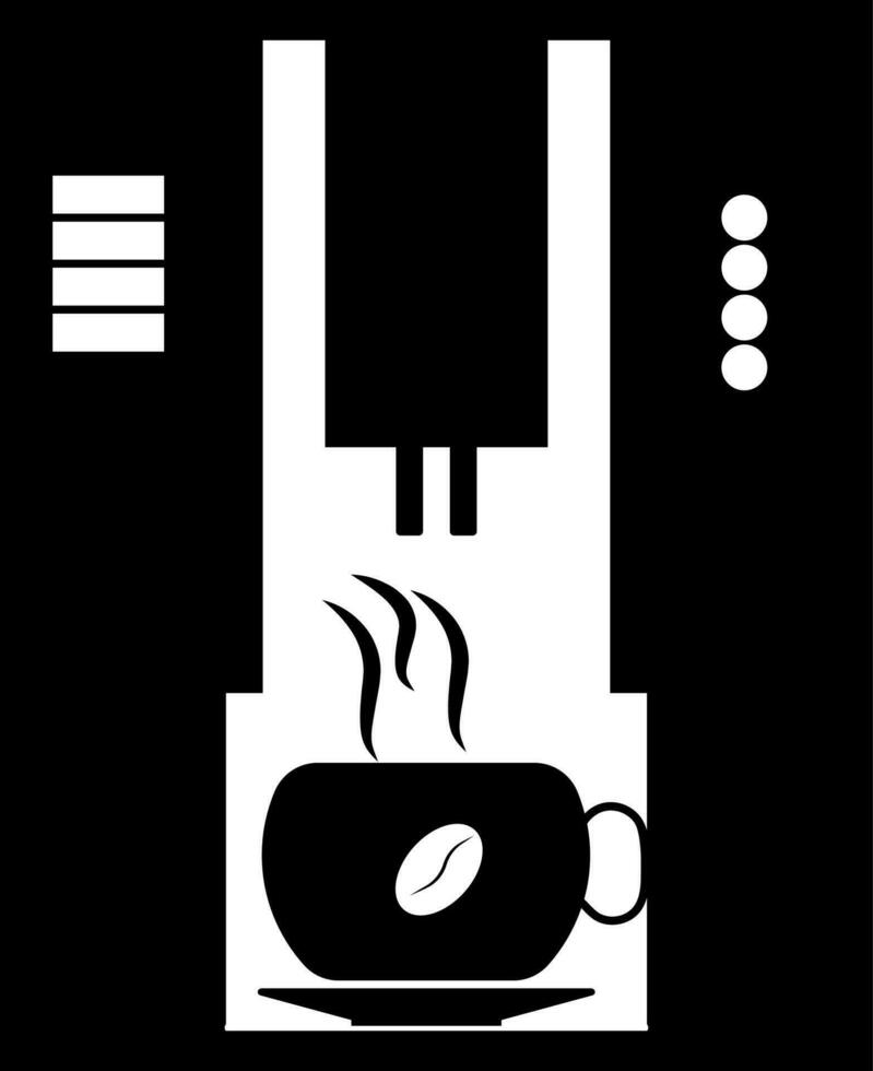 noir et blanc café machine avec Coupe. vecteur