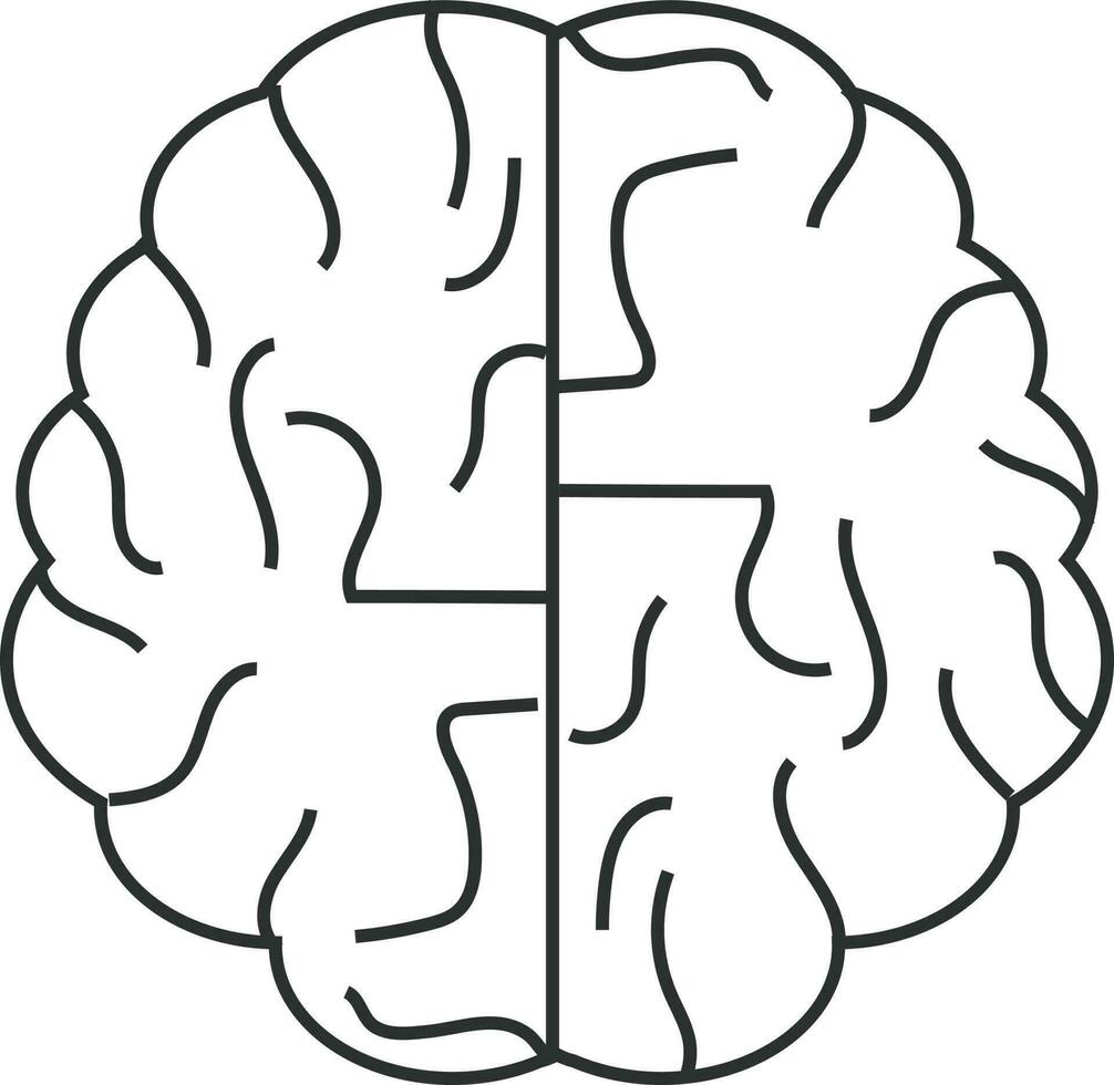 cerveau, esprit ou intelligence icône dans contour. vecteur