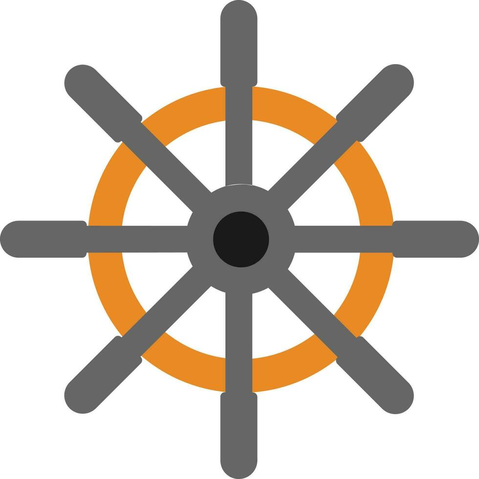 illustration de navire pilotage roue dans Orange et gris couleur. vecteur