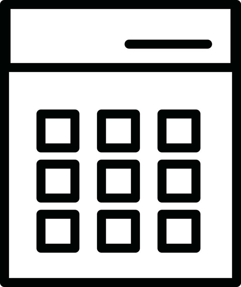 plat style calculatrice icône dans noir ligne art. vecteur