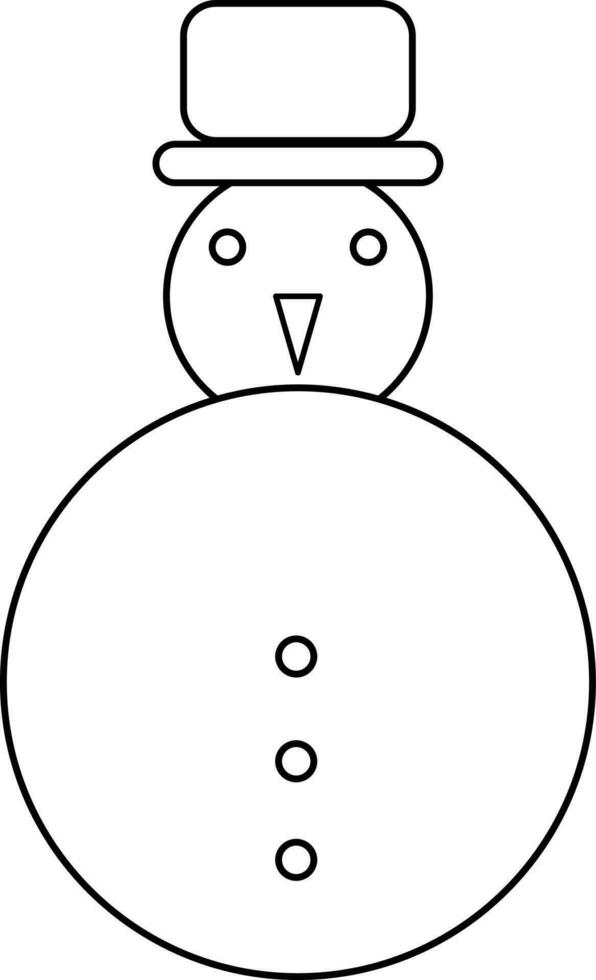 bonhomme de neige portant chapeau dans ligne art illustration. vecteur