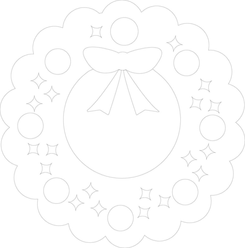 conifère couronne décoré avec arc, étoiles et cercle. vecteur