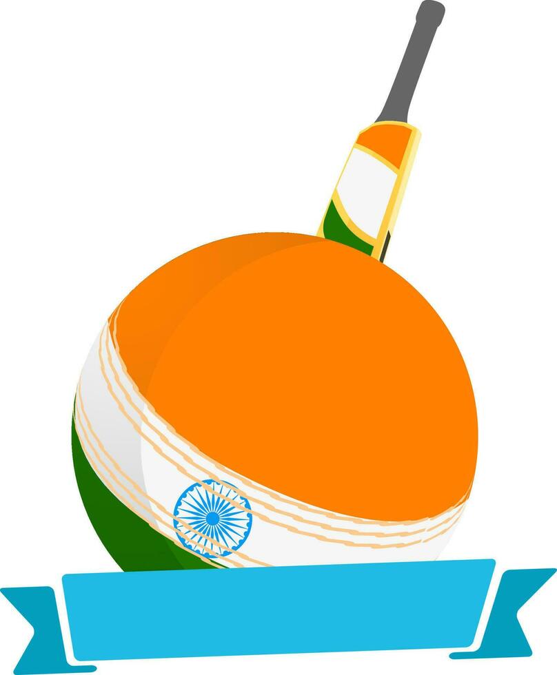 criquet bat-ball dans Indien drapeau Couleur avec bleu ruban. vecteur