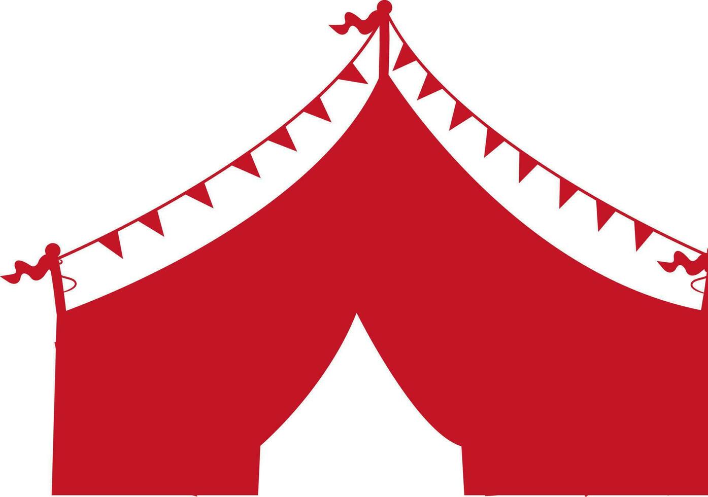 plat rouge silhouette de tente, décoré avec bruants. vecteur
