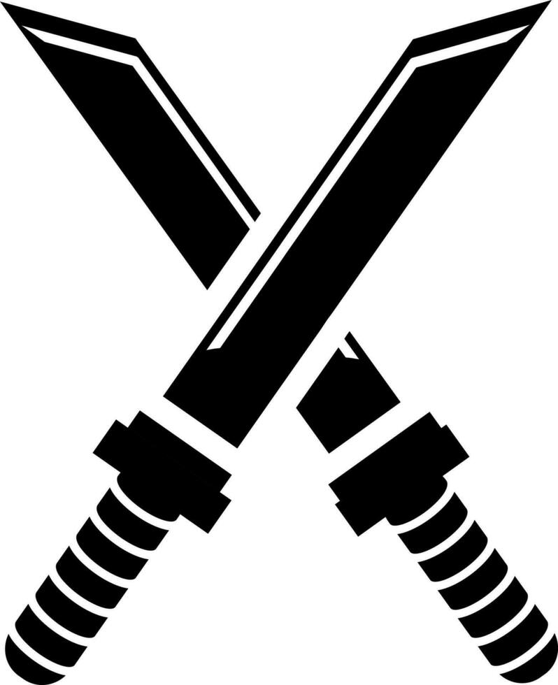 deux franchi épée icône ou symbole. vecteur
