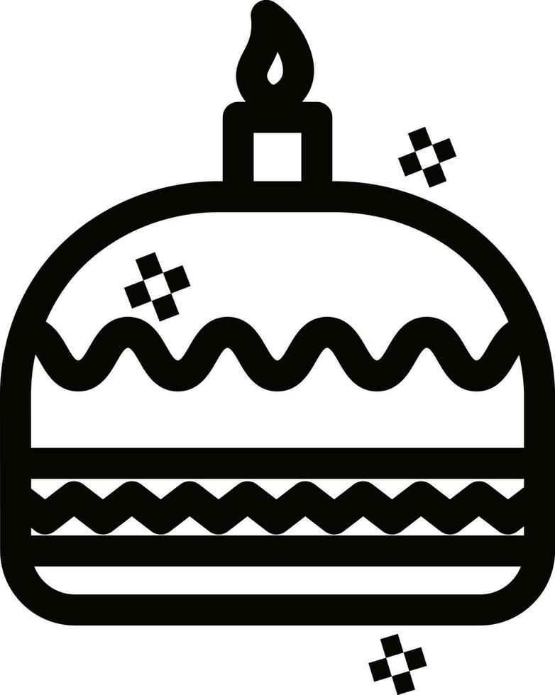brûlant bougie sur gâteau icône dans ligne art. vecteur