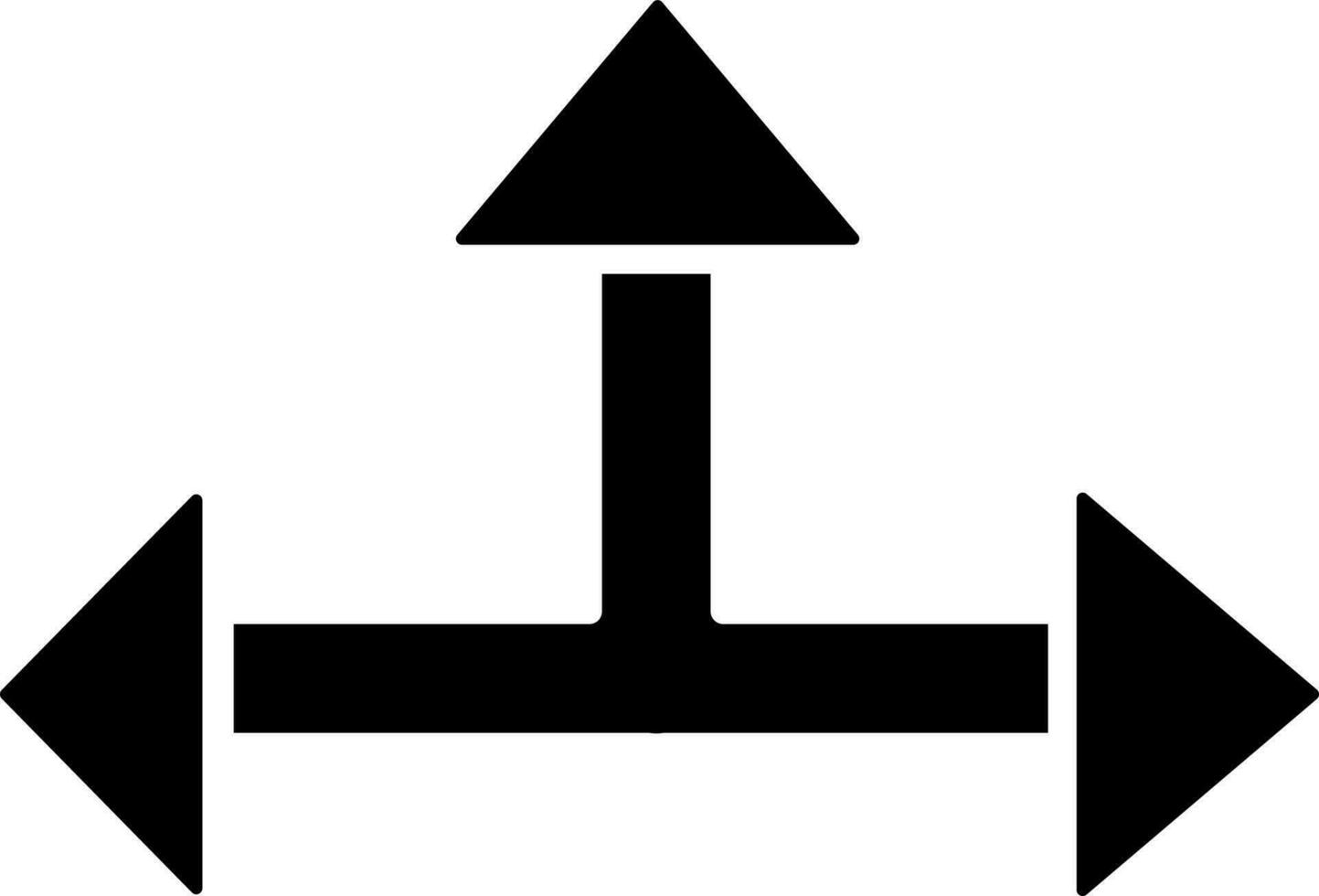 Trois direction La Flèche icône dans noir et blanc couleur. vecteur