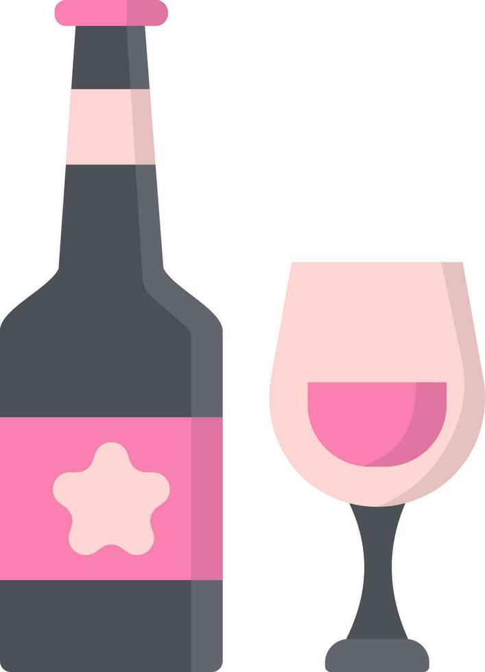illustration de verre de vin avec bouteille icône. vecteur