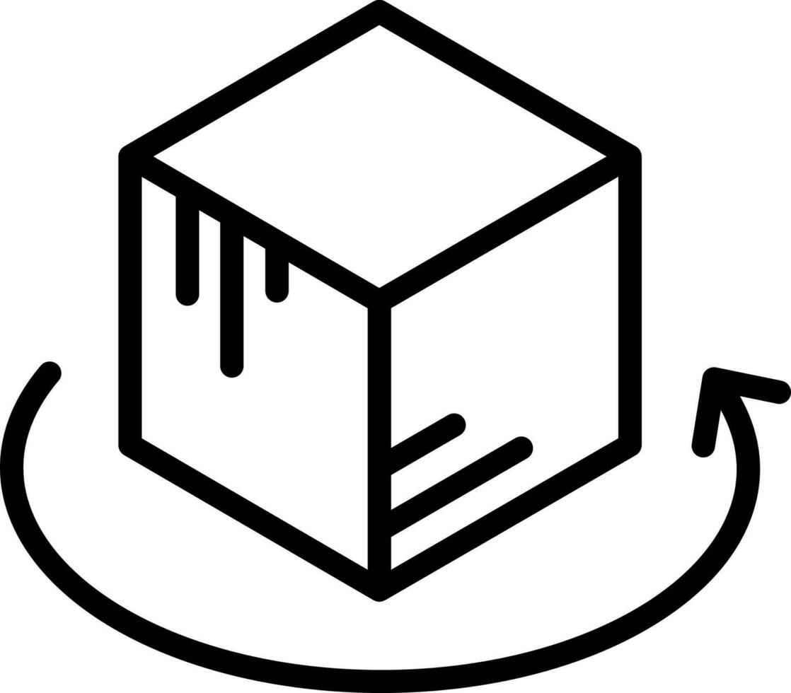 cube rotation icône dans noir ligne art. vecteur