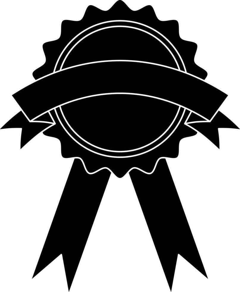 noir et blanc badge décoré avec ruban. vecteur