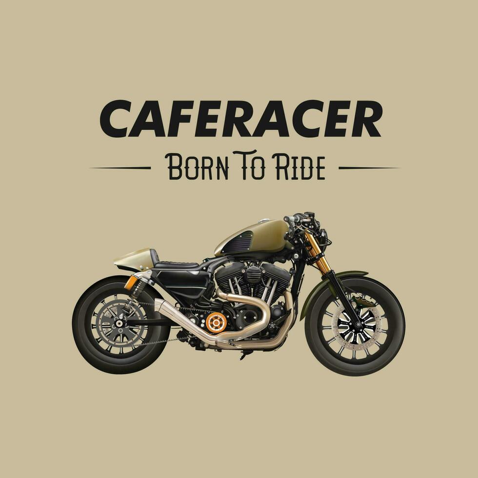 ancien moto cafetière illustration affiche. Douane moto. vecteur