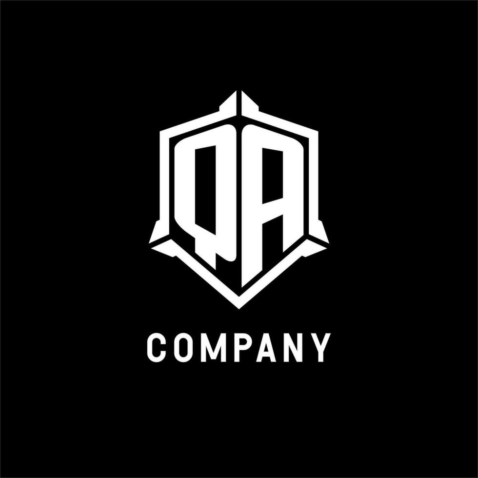 qa logo initiale avec bouclier forme conception style vecteur