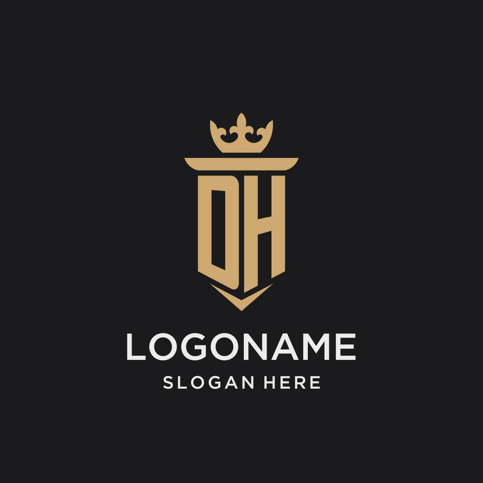 dh monogramme avec médiéval style, luxe et élégant initiale logo conception vecteur