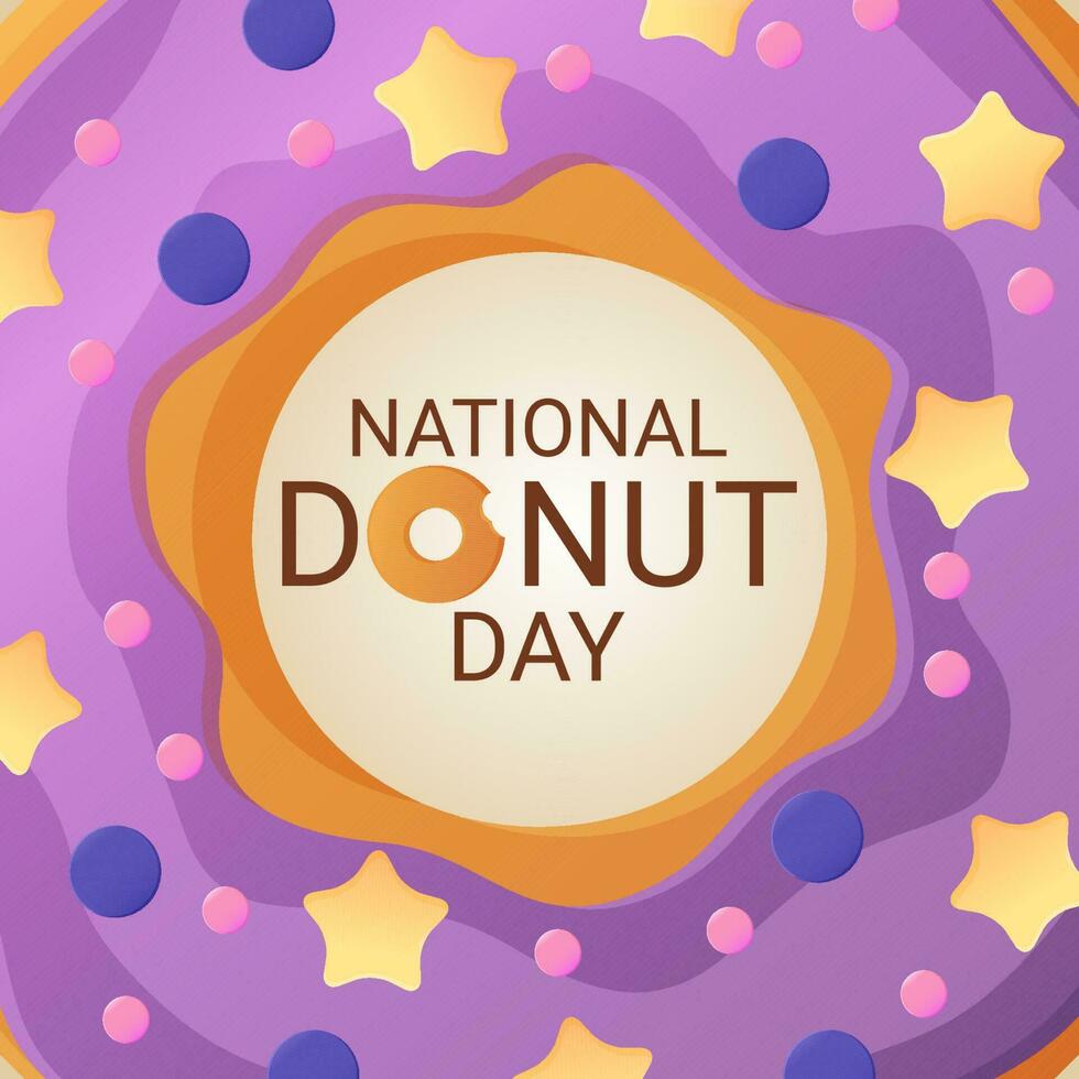 nationale Donut journée bannière. 2 juin. pouvez être utilisé pour affiches ou social médias Publier couverture. Stock vecteur illustration dans plat dessin animé style.