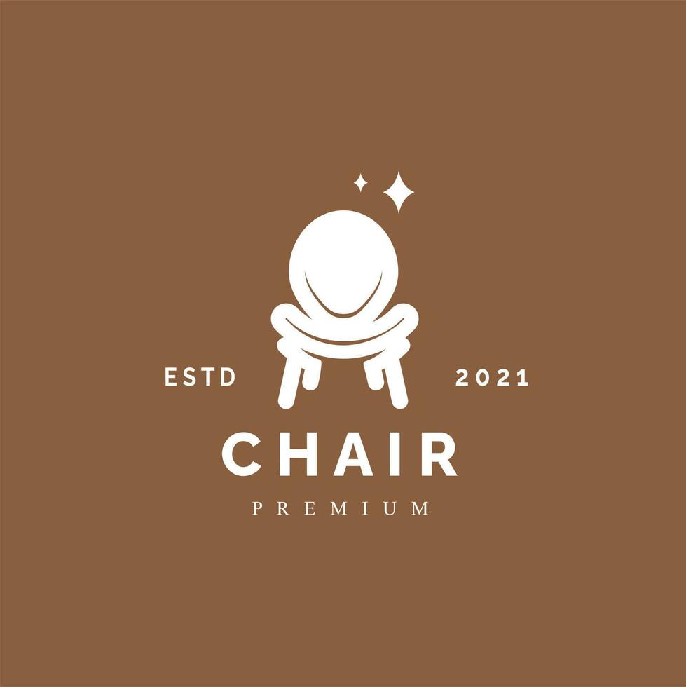 Accueil chaise meubles minimaliste logo vecteur pour industrie