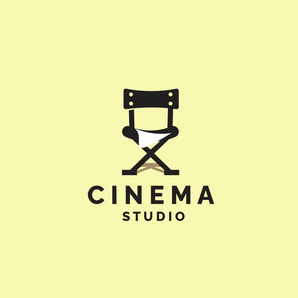 chaise meubles cinéma studio logo vecteur icône illustration