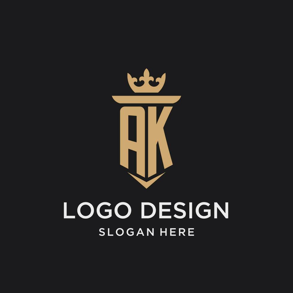 ak monogramme avec médiéval style, luxe et élégant initiale logo conception vecteur