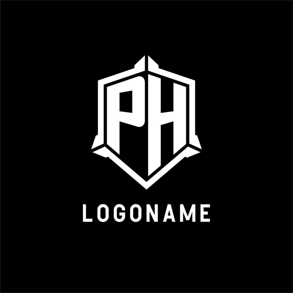 ph logo initiale avec bouclier forme conception style vecteur