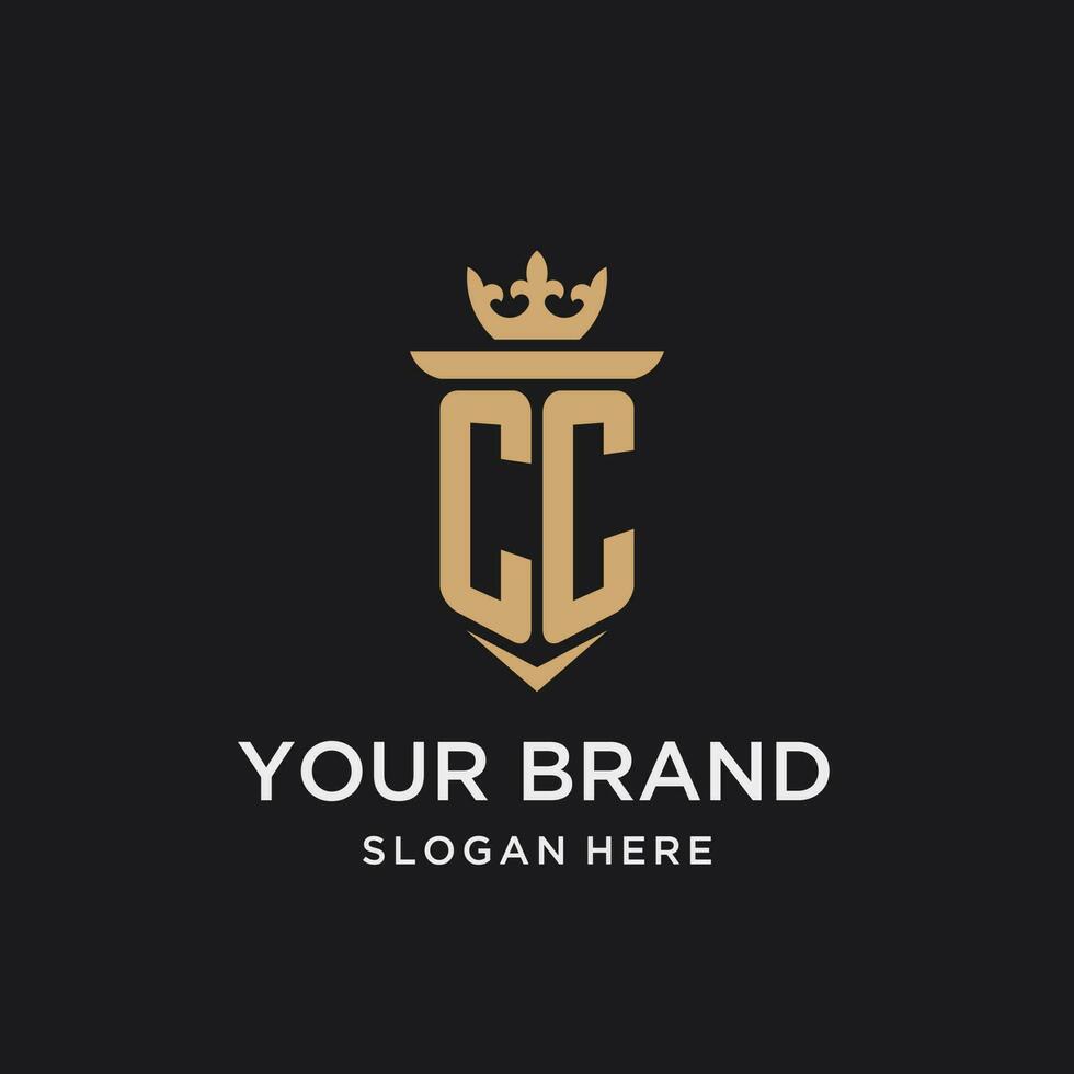 cc monogramme avec médiéval style, luxe et élégant initiale logo conception vecteur