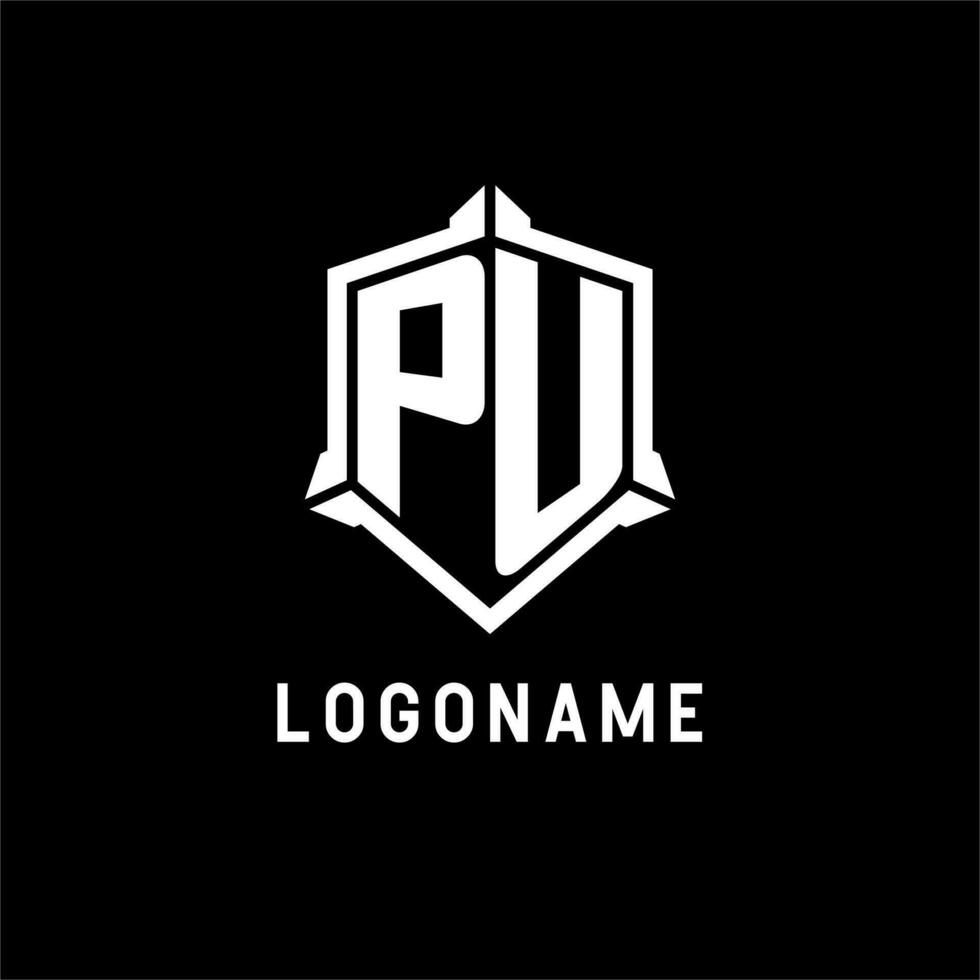 pu logo initiale avec bouclier forme conception style vecteur