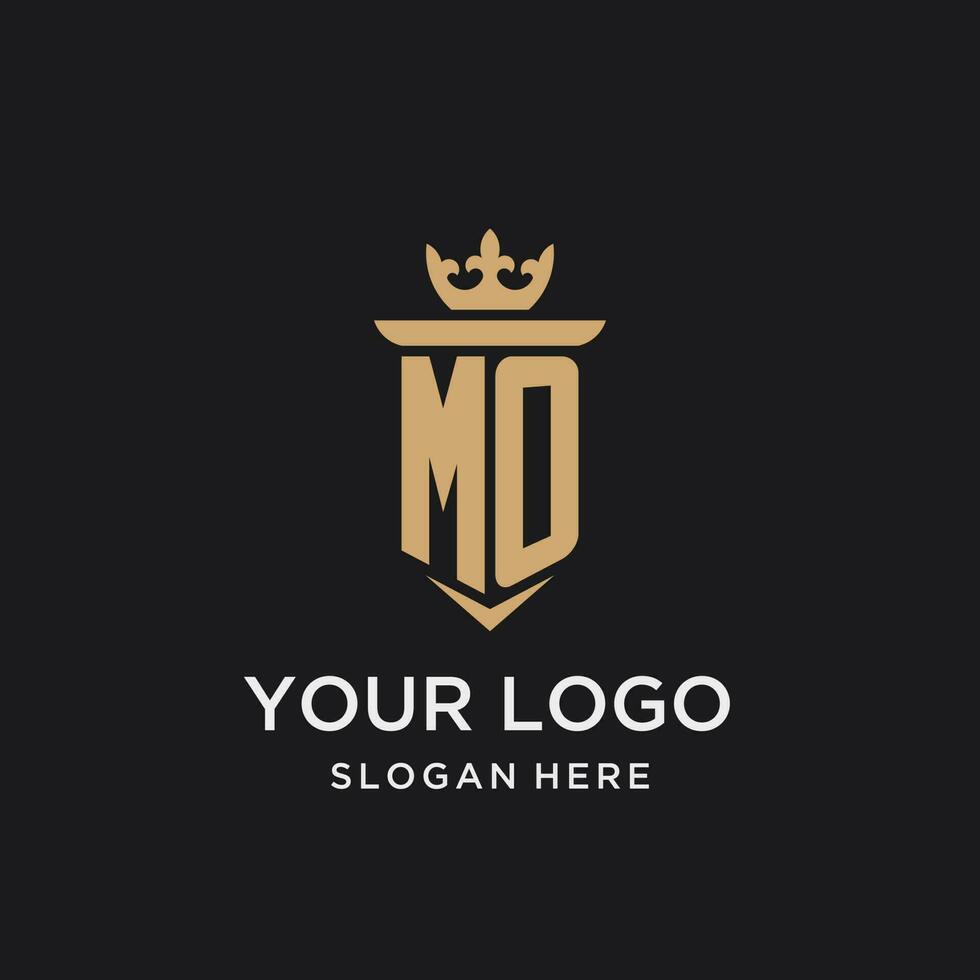 mo monogramme avec médiéval style, luxe et élégant initiale logo conception vecteur